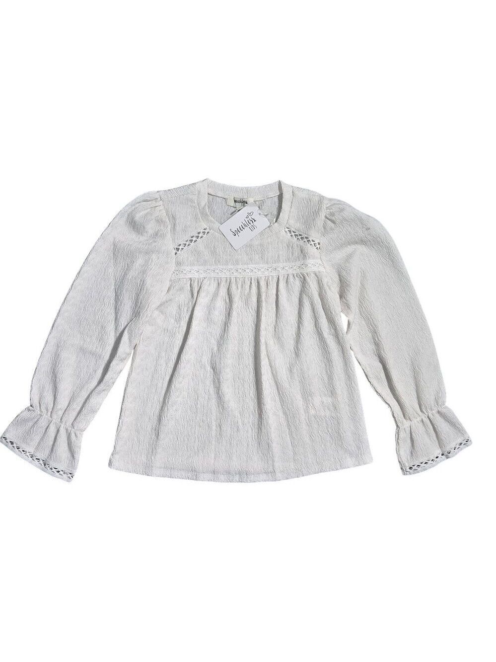 NWT | Speechless Kids Textured Long Sleeve Crochet Top | White | Medium